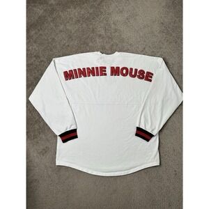 Women Disney Minnie Mouse Spirit Jersey Sporty Stripes Glitter Spellout Size XL